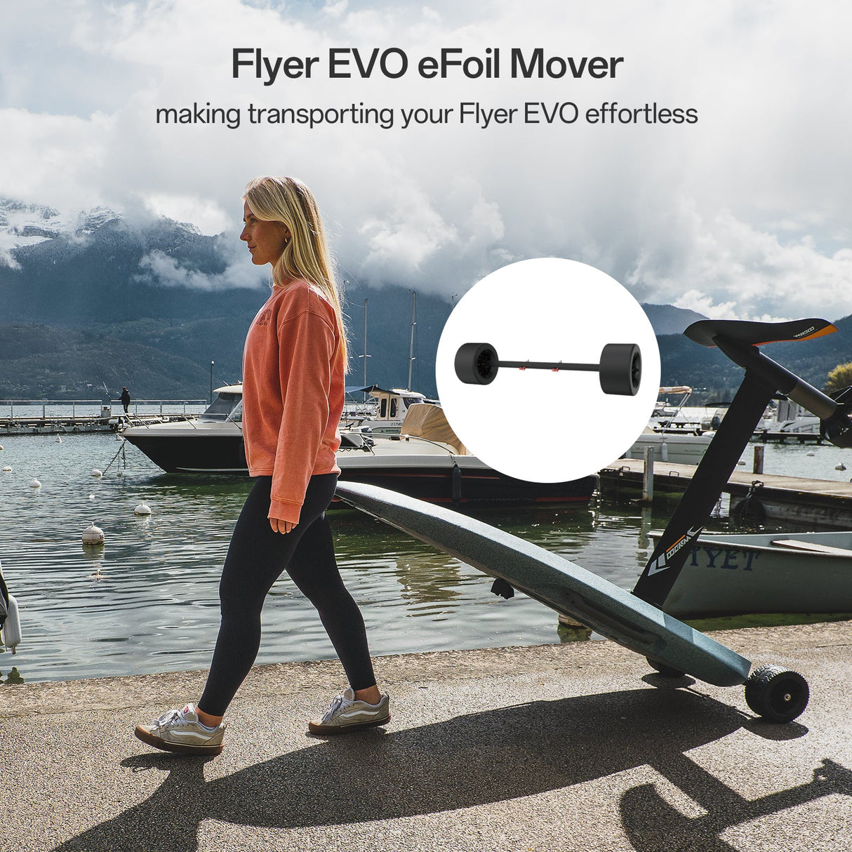 Waydoo Flyer EVO Mover trolley with fat all-terrain wheels