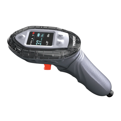 EVO accessories handheld device for measuring temperature and humidity with a digital display.